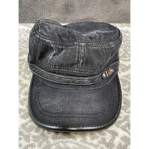 FS Fashion Adjustable Cadet Military Style Denim Flat Cap Hat Black One Size